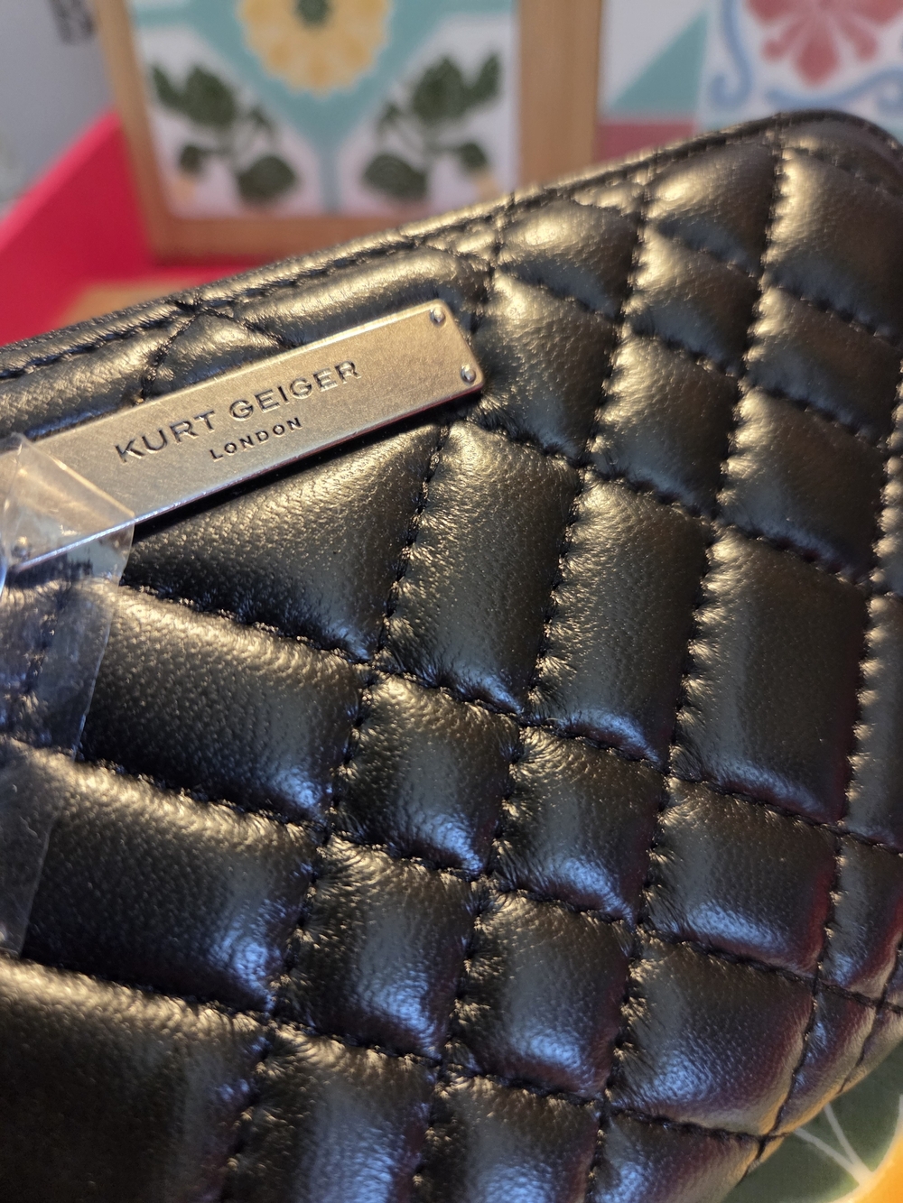 Kurt Geiger Quilted Black Plush Lambskin Leather Full Size Wallet NWT - Picture 2 of 15